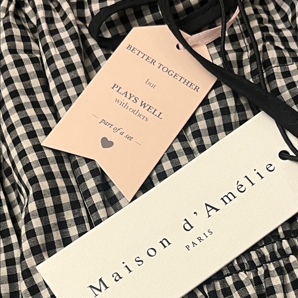 Anthropologie Maison d’ Amelie Black and White Gingham Ruffle Crop Top NWT - Picture 5 of 6